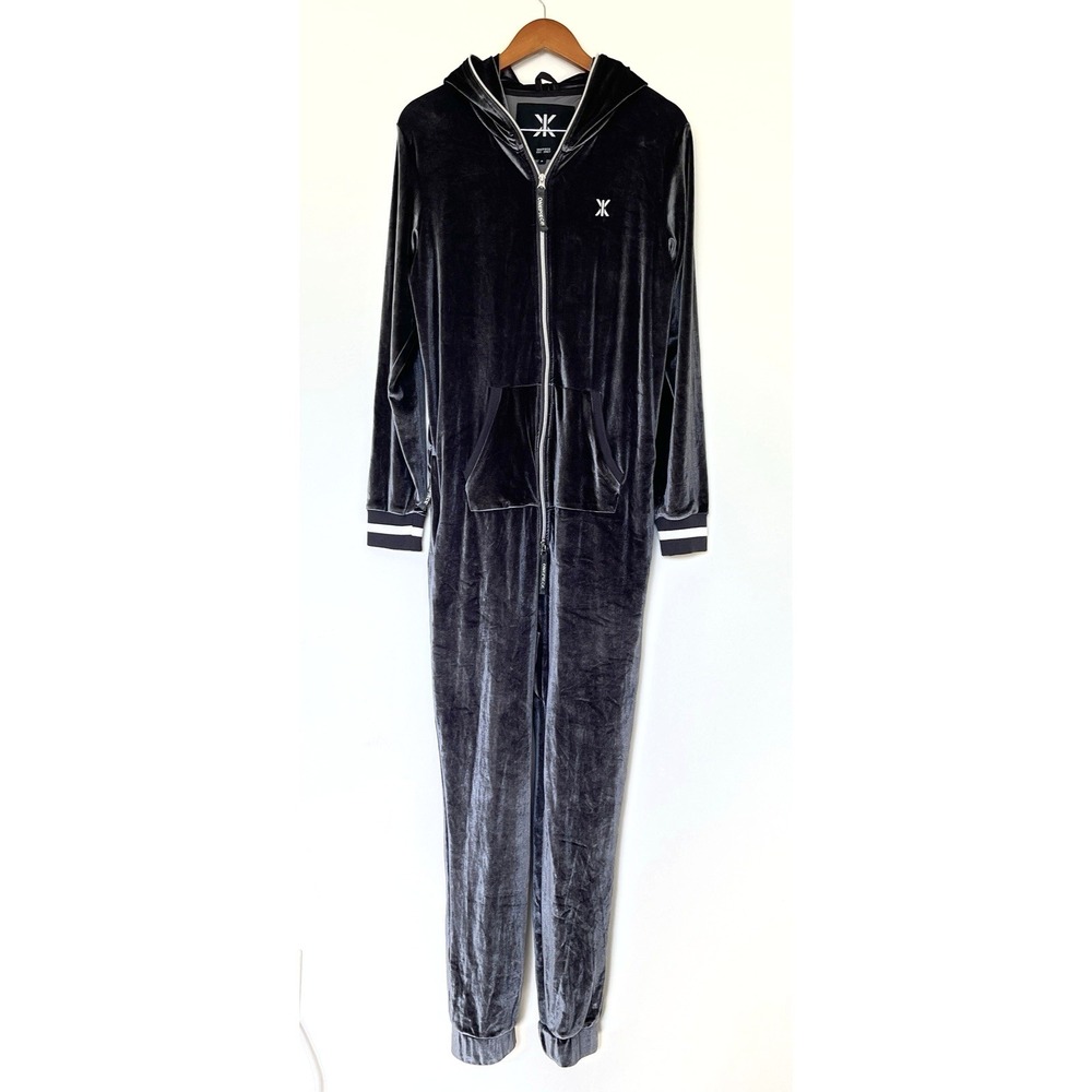 Onepiece Original Velvet Jumpsuit Size S Unisex Grey Silver Loungewear‎ Cozy